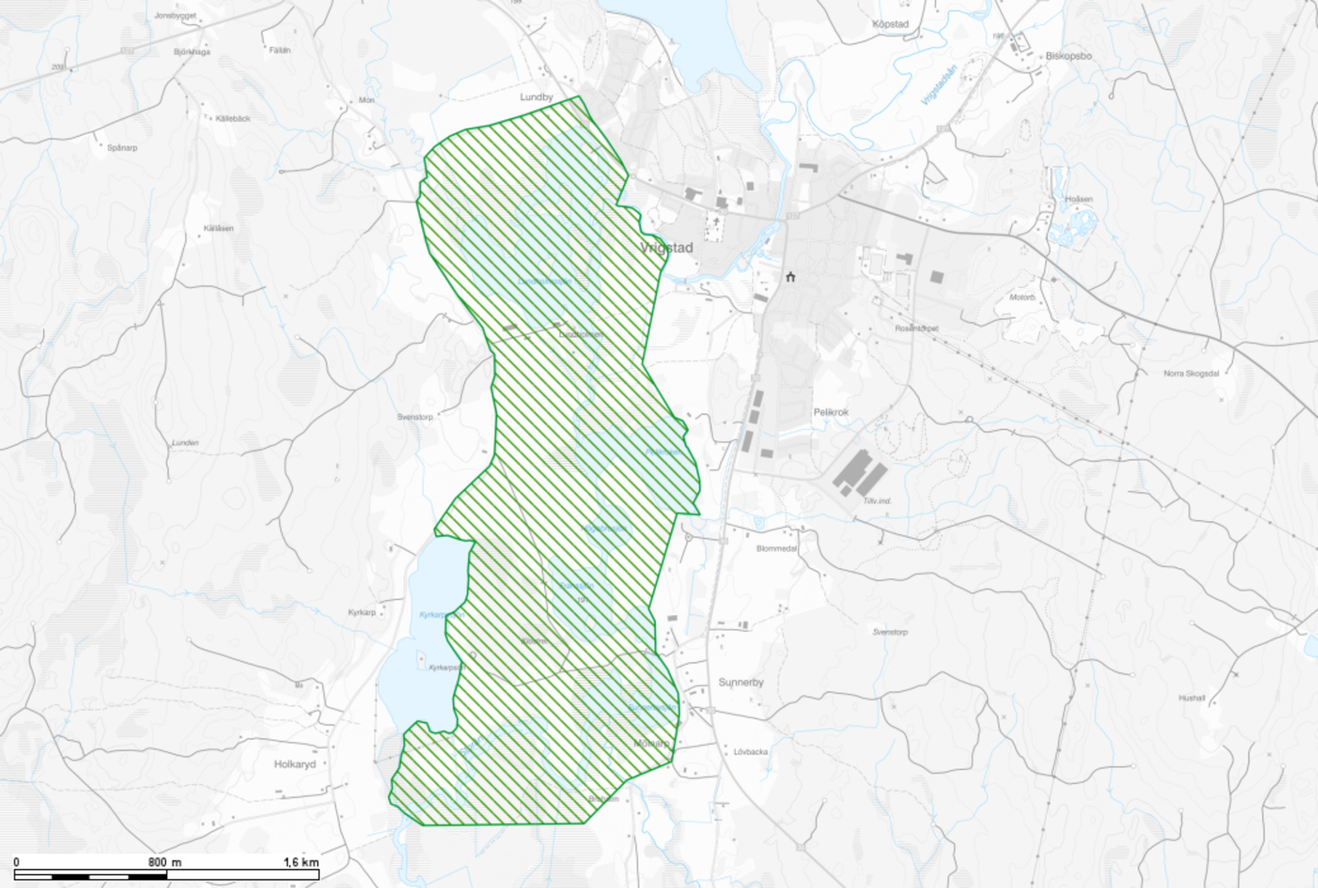 Karta över naturområdet Lundholmen. 