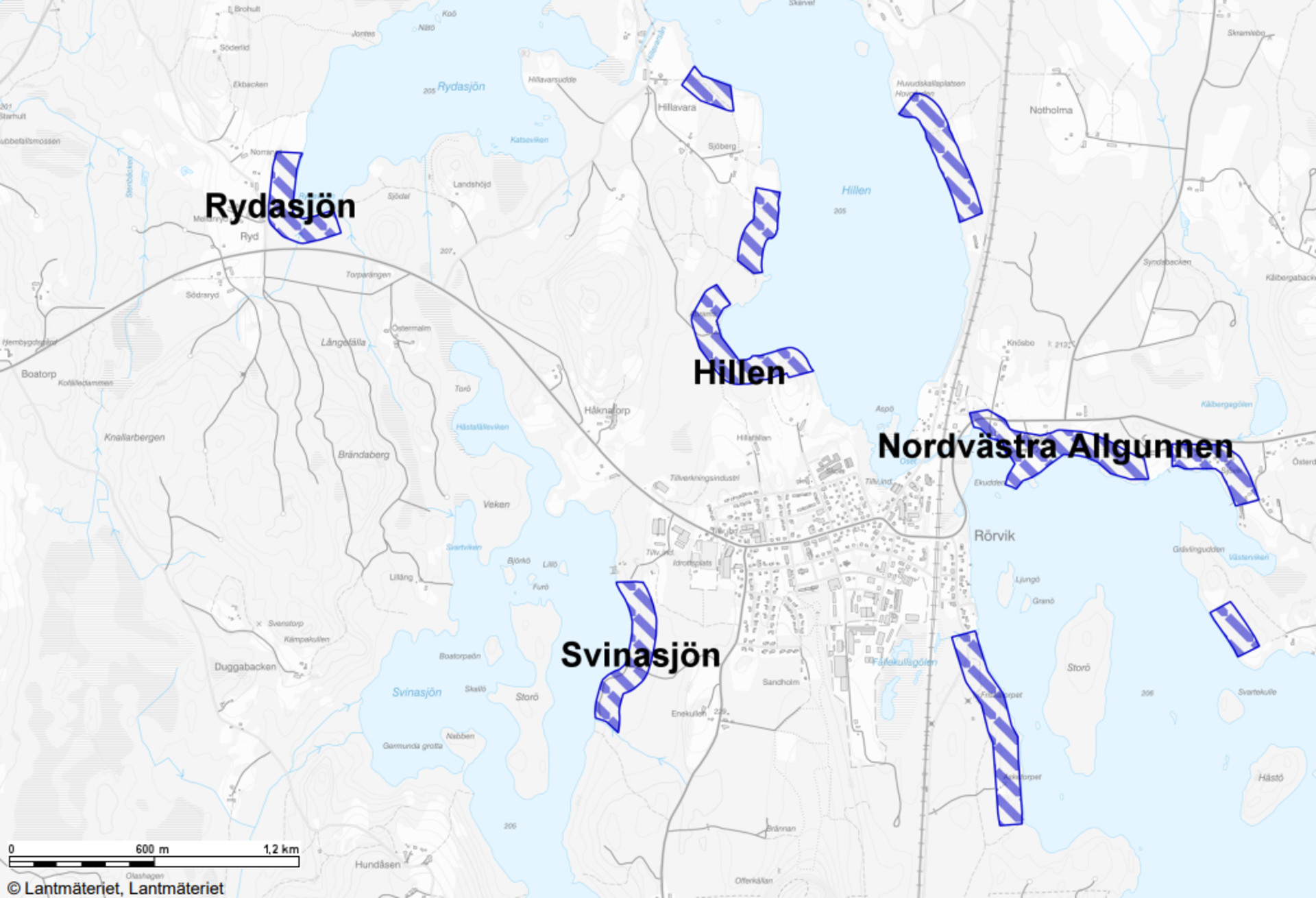 Karta över LIS-områdena i Rörvik.