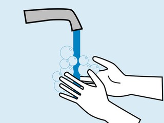 Illustration av att tvätta händerna.